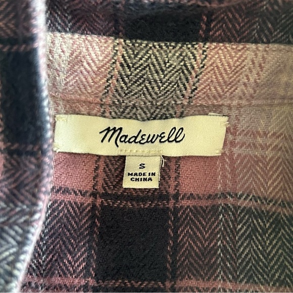 MADEWELL Oversized Ex Boyfriend Flannel Size Small Plaid - Picture 4 of 5